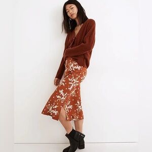 Madewell Drawstring Midi Slip Skirt in Farmstand Bouquet in Size 0